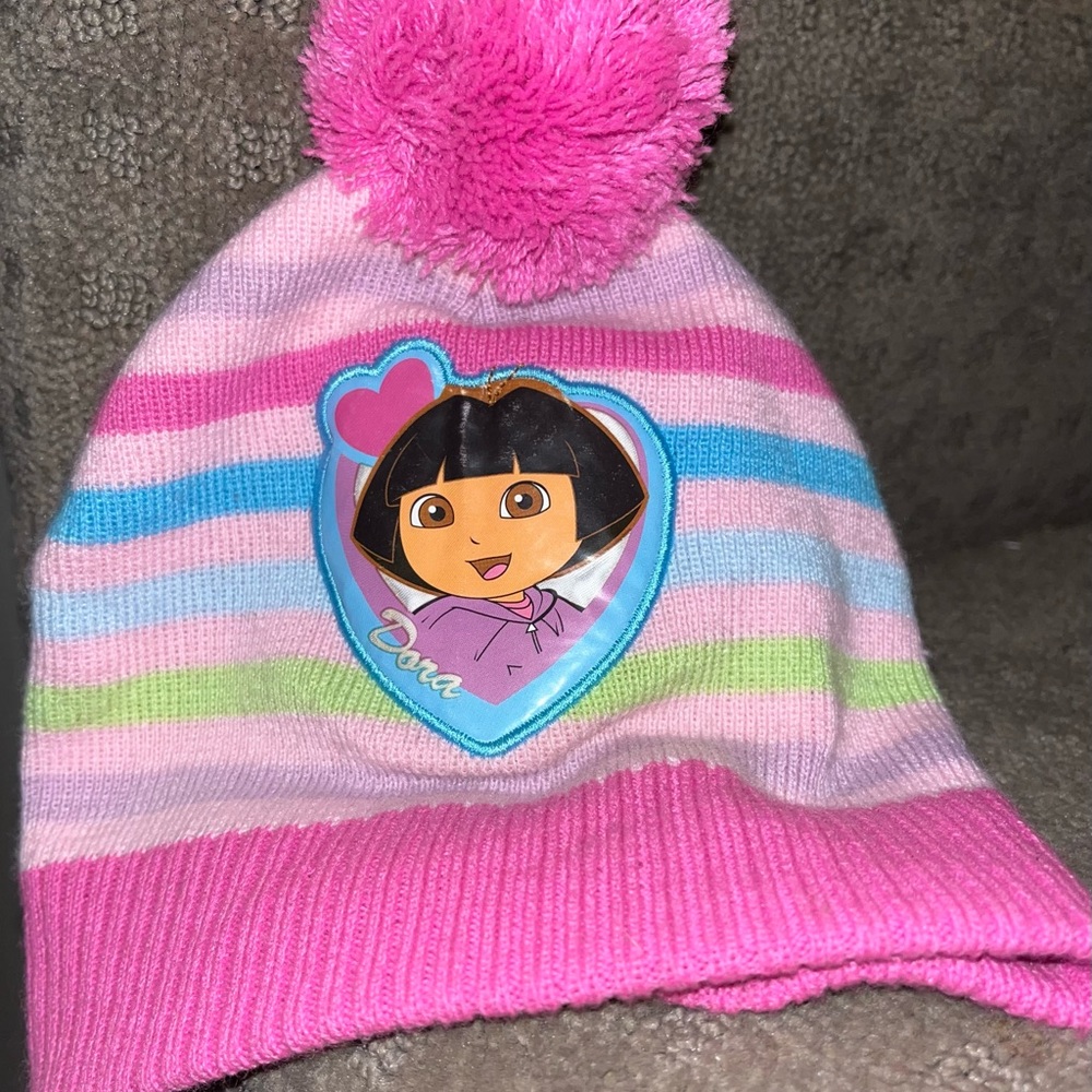 Nick Jr. Dora the Explorer Girls Pink Pom Pom Beanie Hat